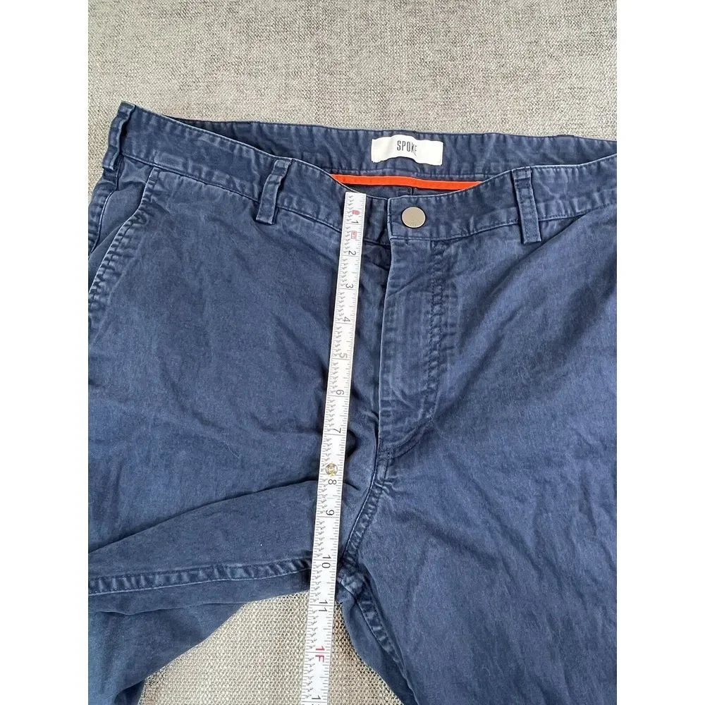 Spoke Heroes Pants Mens Navy Blue Build B Cotton Casual Chino Trousers -Sz 35x29